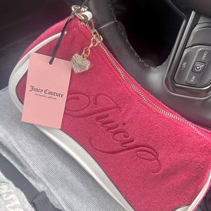 Y2K  hot pink juicy couture 2000s purse Terry cloth with hot pink embroider